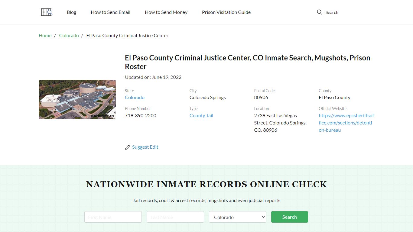 El Paso County Criminal Justice Center, CO Inmate Search ...